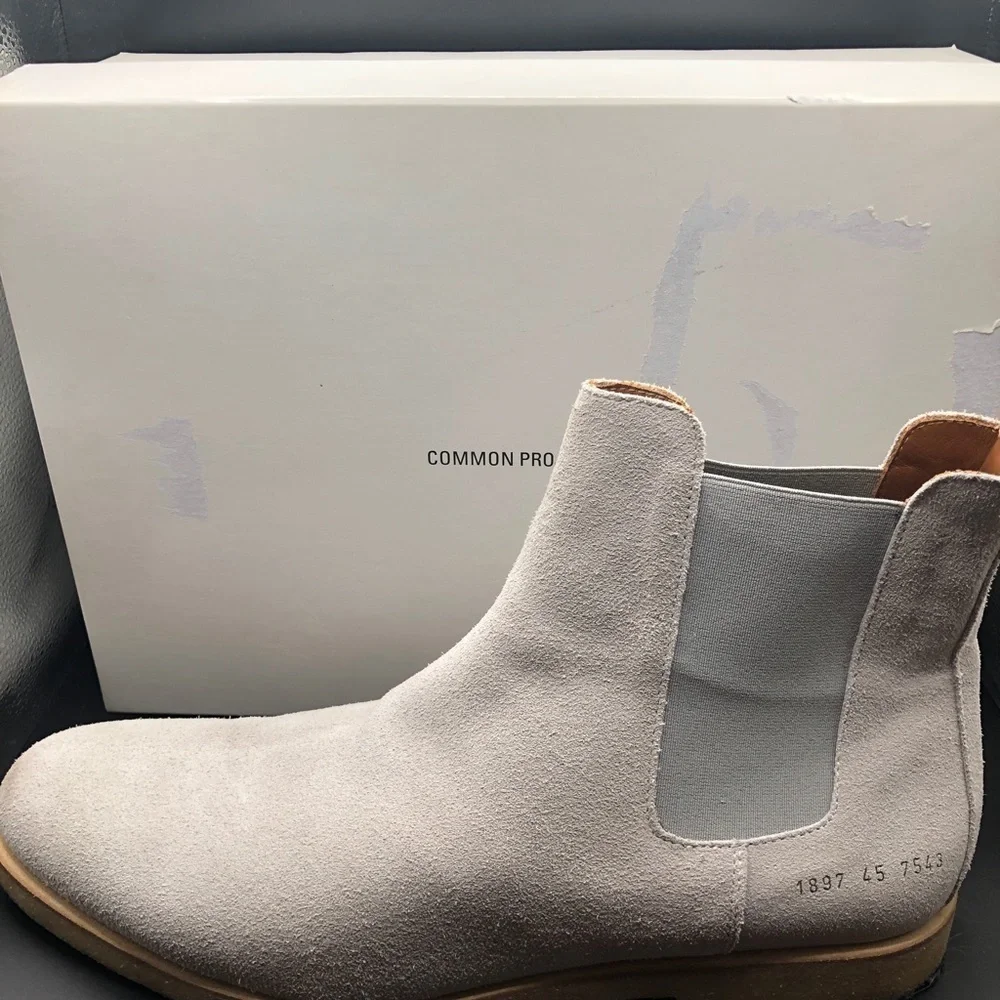 Common Projects Grey Suede Chelsea Boots